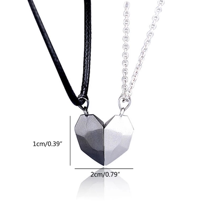 [ 2Pcs/Set  Magnetic Couple Lovers Heart Pendant  Necklace  Couple Necklace For Lover ]