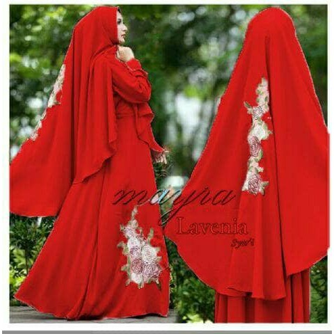 DeltaRA Lavenia Syari Red Busana Muslim Wanita Gamis syari Busui terbaru