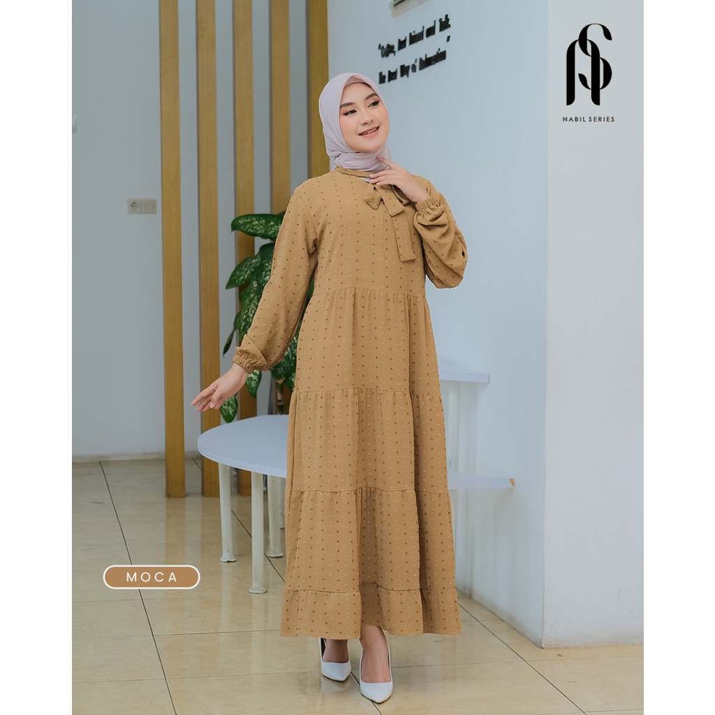 NADLYN FUJI NISA midi dress cringkel by zahin zr model terkini elegant homedress xxl masa kini baju santai