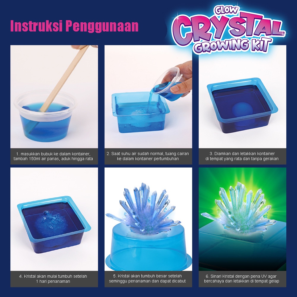 Mainan STEM Eksperimen Sains 3D Edukasi Anak Luminous Crystal Experiment Science Set DIY