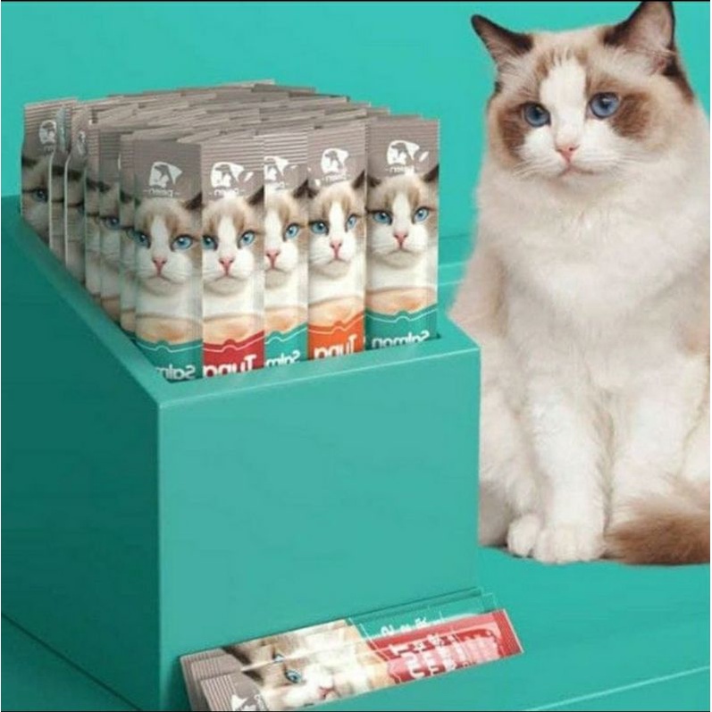 Snack Hewan Peliharaan Cat Strip 15g/Strip Kucing Kecil Dan Kucing Besar Snack Pengemukan Mirip Bio Creamy