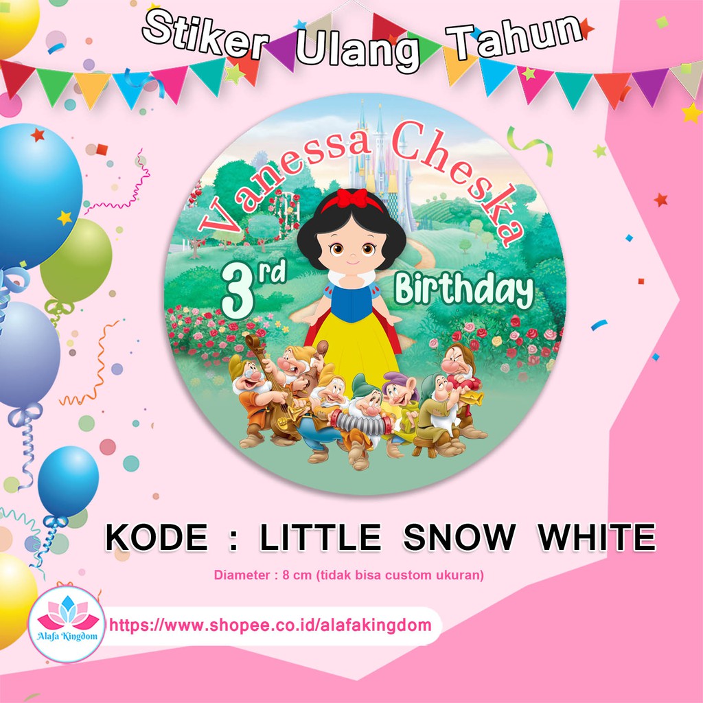 

Alafakingdom Little Snow White Stiker Ulang Tahun Stiker Birthday Stiker Custom Birthday Card