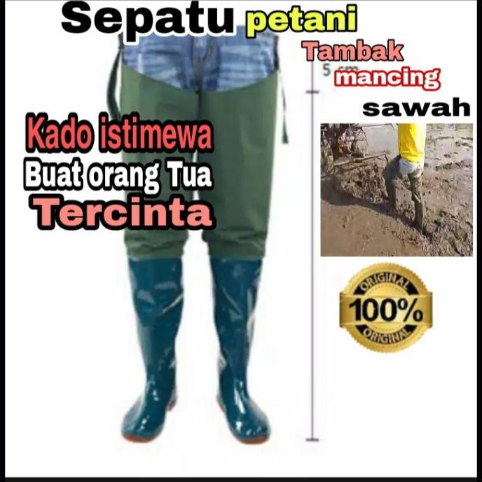 Aman Sepatu Petani Sepatu Sawah Boots Petani Panjang - Hijau, 39 Berkualitas