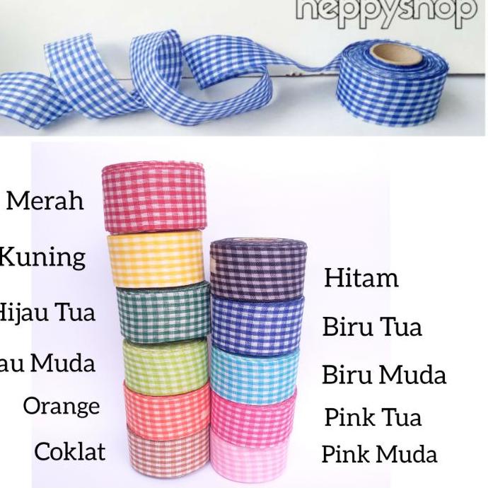 

PROMO BESAR (zqh-491) Pita Kotak 1,5 inch, Pita Motif Kotak