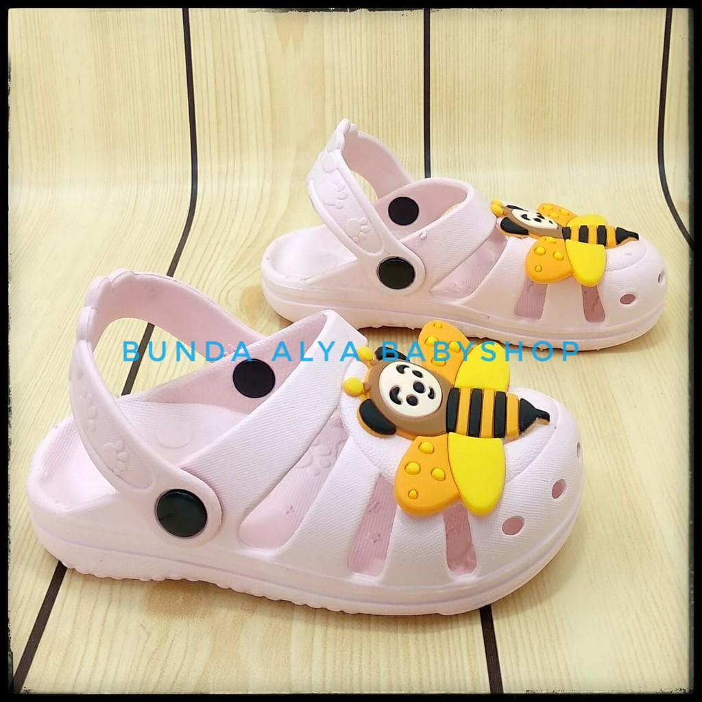 Sandal Anak Perempuan Usia 2 3 4 Tahun PINK BEE Lebah - Sendal Anak Cewek Karet Anti Licin Lucu Size 24 - 29