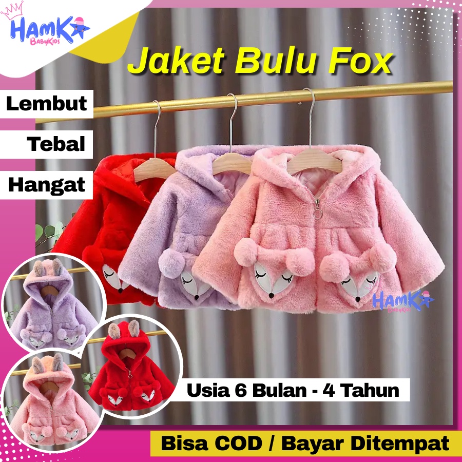 Jaket Bulu Anak Bayi Perempuan Model Fox Jacket Bayi Perempuan 6 18 Bulan Import Cewek Jaket Anak 1 Tahun Perempuan Jaket Anak 2 Tahun Perempuan Jaket Anak 3 Tahun Perempuan Jaket Winter Anak Hoodie Bulu