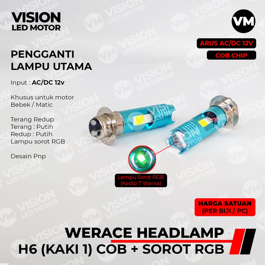 [WERACE] LED HEADLAMP KAKI 1 / H6 COB + SOROT RGB
