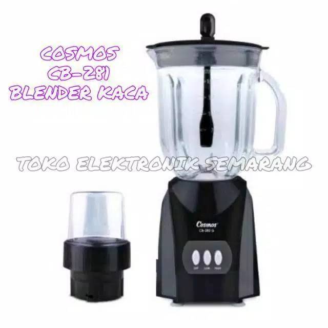 BLENDER PELUMAT 3 IN 1 COSMOS CB 282 G GELAS KACA KAPASITAS 2 L BESAR  - HITAM