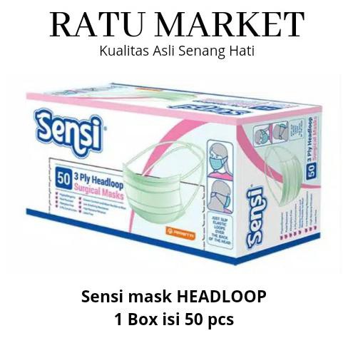 HOT PROMO SENSI MASK HEADLOOP ISI 50 PCS / MASKER SENSI HIJAB