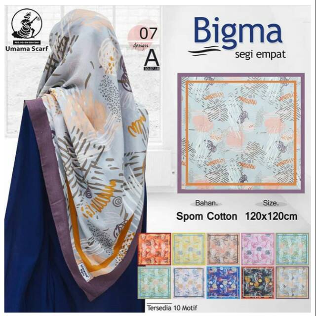 Kerudung segi empat motif jumbo Bigma by Umama scarf