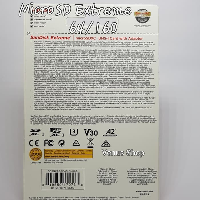 SANDISK EXTREME MICROSD 64GB 100MB S  MICROSD EXTREME 64 GB 100 MBPS