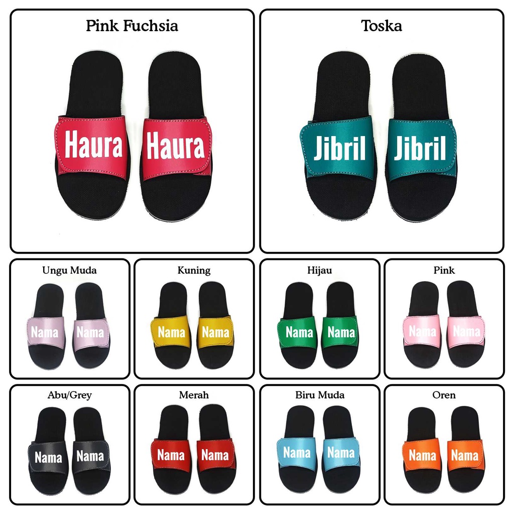 Raqilla - Slide Sandal Selop Custom Warna Nama Sandal Custom Sandal Nama