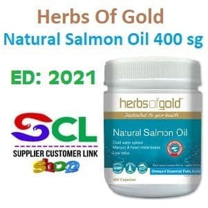 TERMURAH - Herbs of Gold Natural Salmon Oil 400 capsules - Minyak Ikan Omega 3