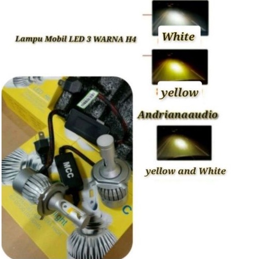 Lampu mobil LED 3 warna H4 Lampu utama mobil