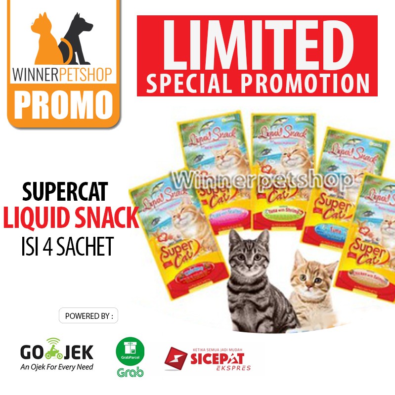 Supercat liquid snack - Snack kucing super cat | Liquid snack seperti meo creamy
