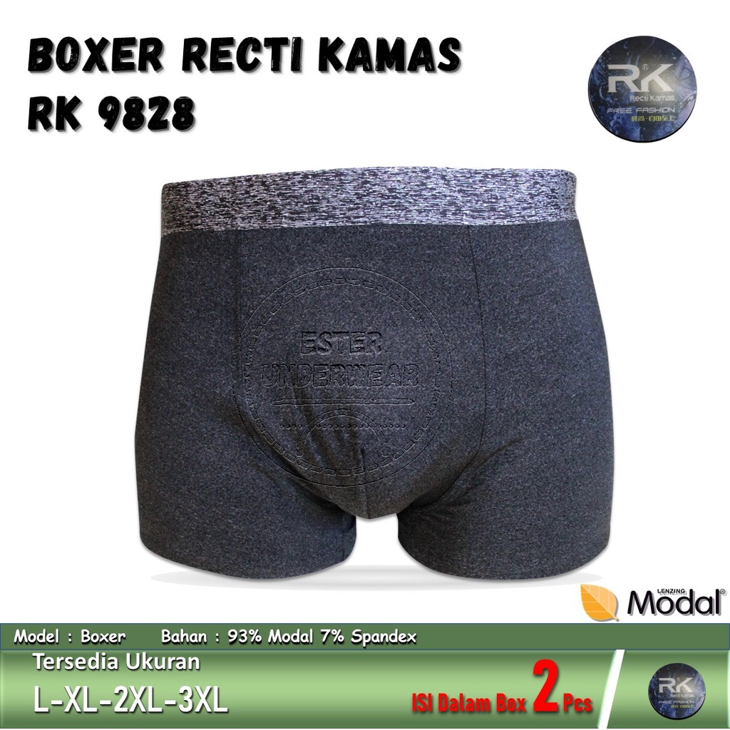 Celana Boxer Pria RECTI KAMAS RK 9828 Isi 2Pcs