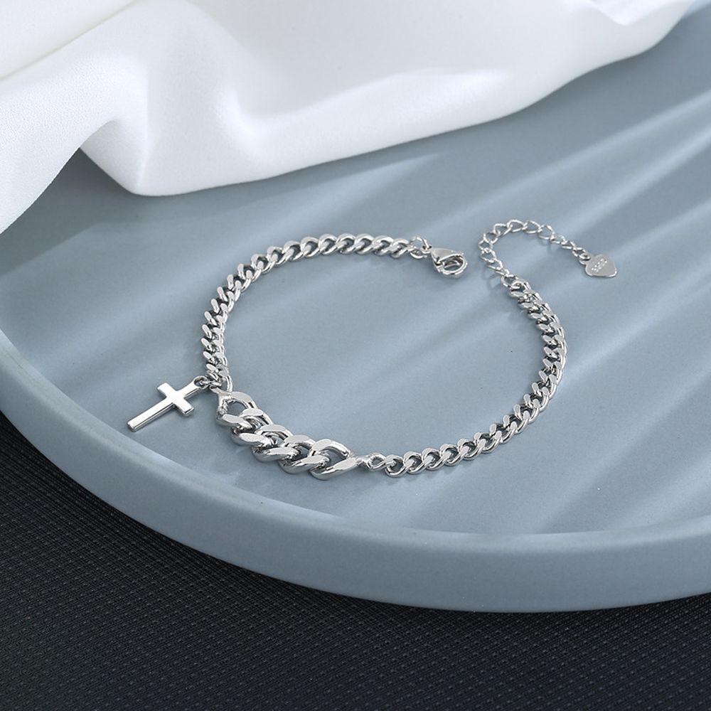 Needway   Wanita Gelang Punk Elegan Rantai Salib Untuk Pria Hip Hop Bangles