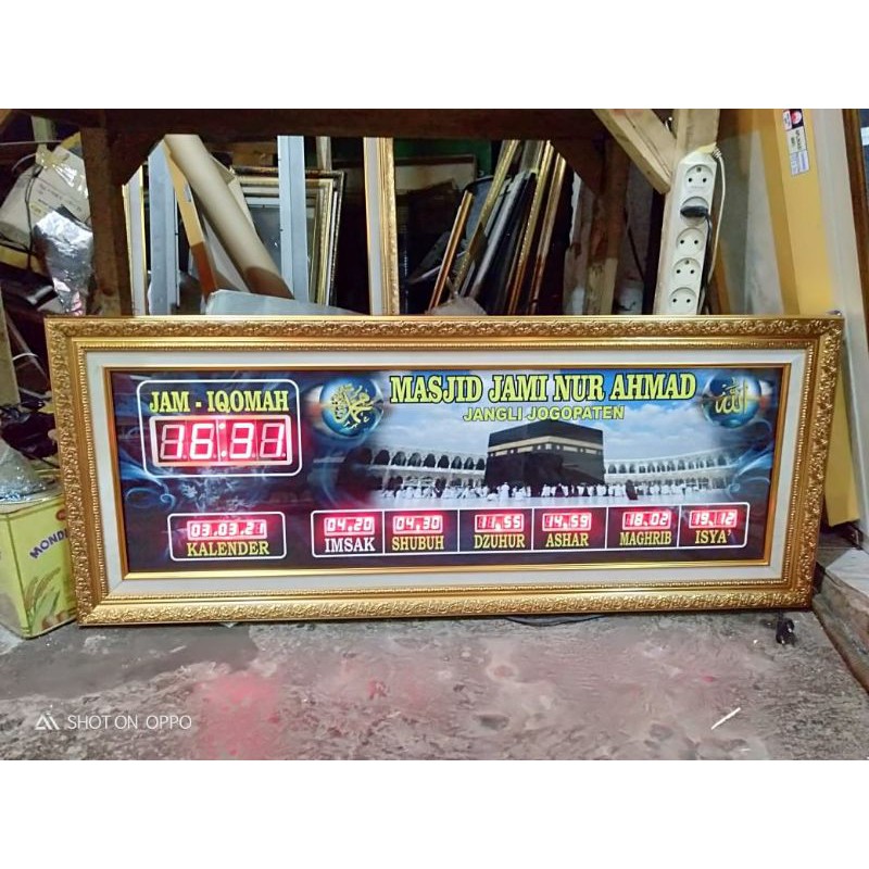 JAM MASJID DIGITAL JAM ADZAN JADWAL SHOLAT CUSTOM NAMA 40 x 100 cm