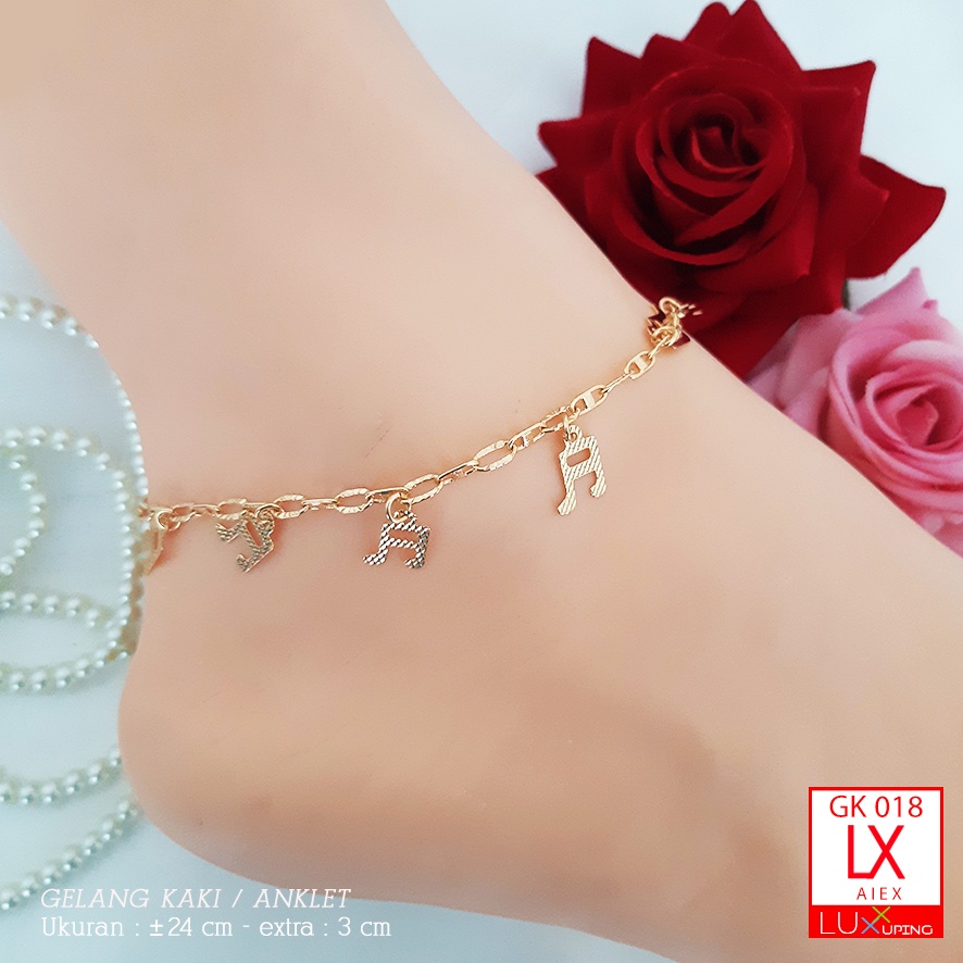 GK 018 Gelang Kaki Melodi Musik Nada Anklet Perhiasan Lapis Emas 18K Gelang Motif Love Cinta Kado Pacar Gelang Kaki Xuping Luxx Xuping