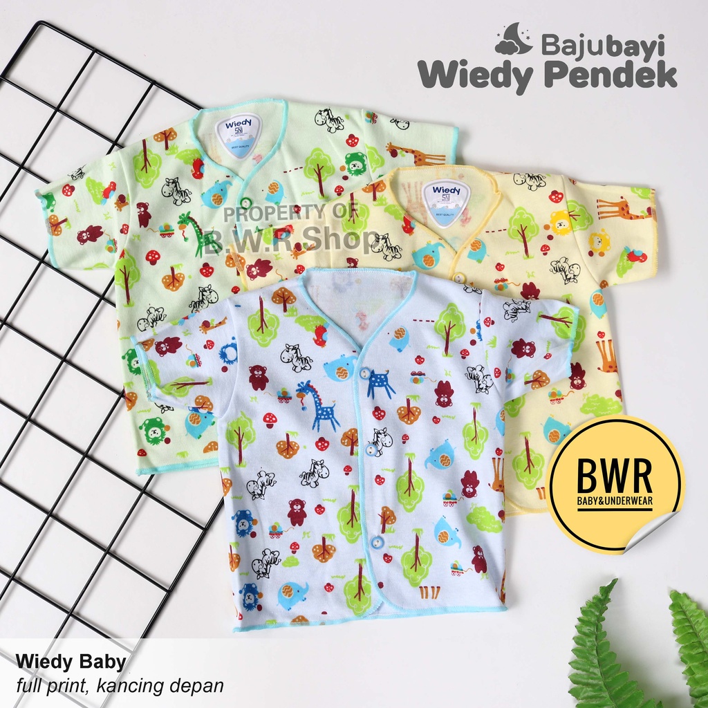 [ 3pc ] Baju Wiedy PENDEK WARNA Motif Jungle / Baju Bayi Newborn 0-6 Bulan Kancing | Bwr