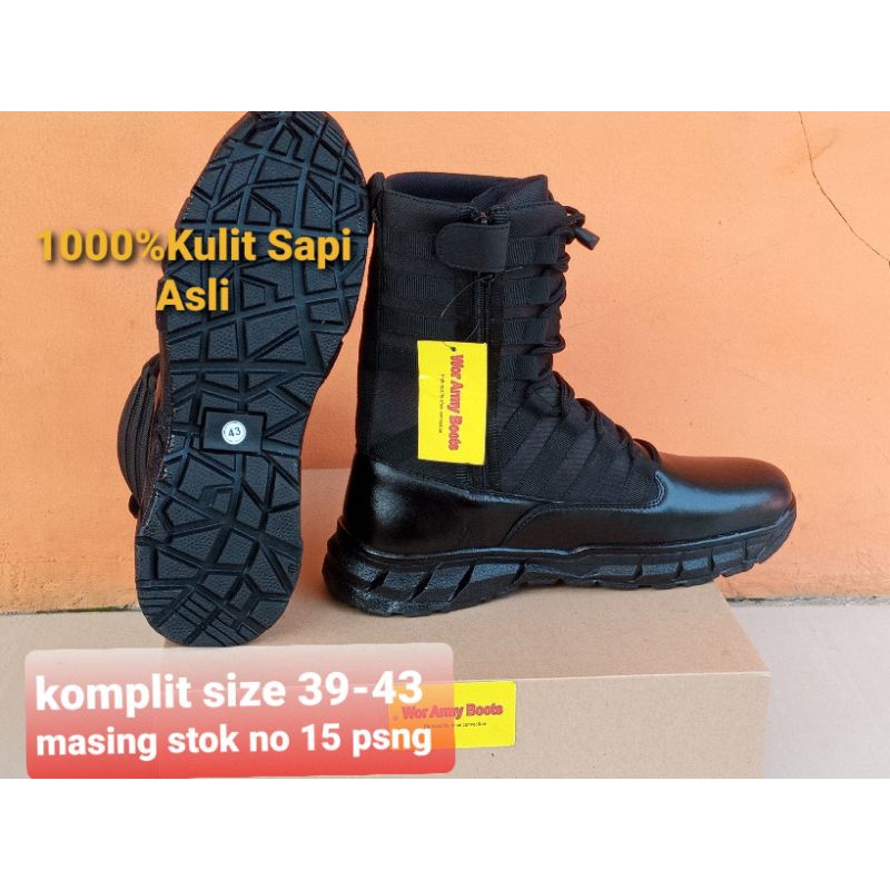 1000% Sepatu kulit sapi asli PDL model NiNJA  TNI POLRI Security by Wor Army Boots