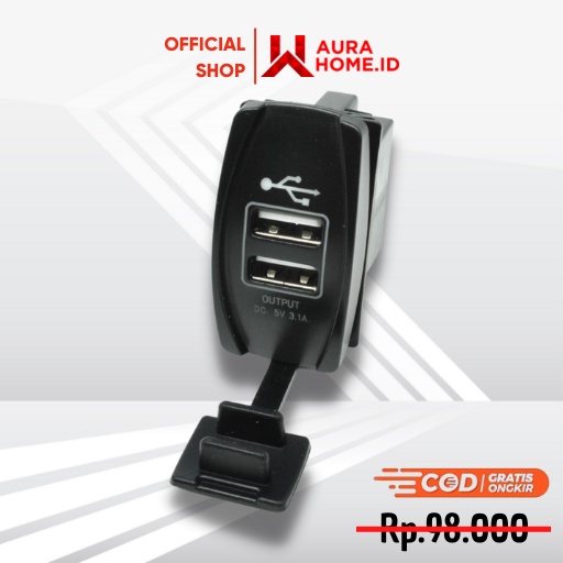 USB Charger Motor 2 Port DC 12-24V / Alat Adaptor Adapter Colokan Kepala Usb Charger Cas Casan Cassa