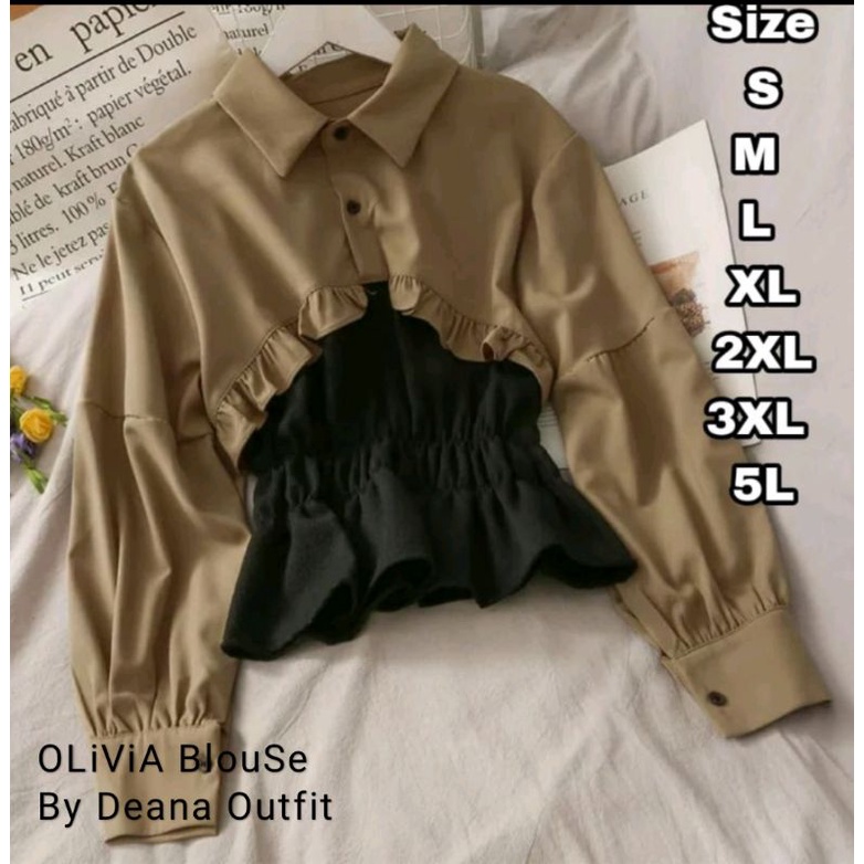 BLOUSE BIG SIZE KOREA UKURAN S M L XL XXL XXXL 5L OLIVIA BLOUSE OVER SIZE JUMBO KERJA WANITA