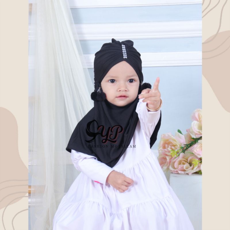 Jilbab Anak Bayi ADISYA pom pom usia 0-2 th / Hijab Baby