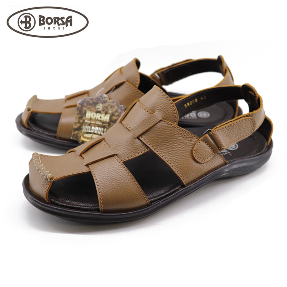 Sandal Pria Tali Sandal Slide Kulit BORSA ORIGINAL