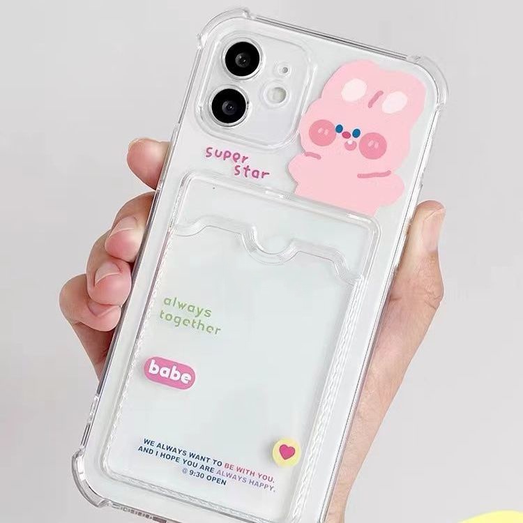 Soft Case Silikon TPU Transparan Motif Beruang Untuk iPhone 12 13 Se 2020 6 6S 7 8 Plus X XS XR 11 Pro Max