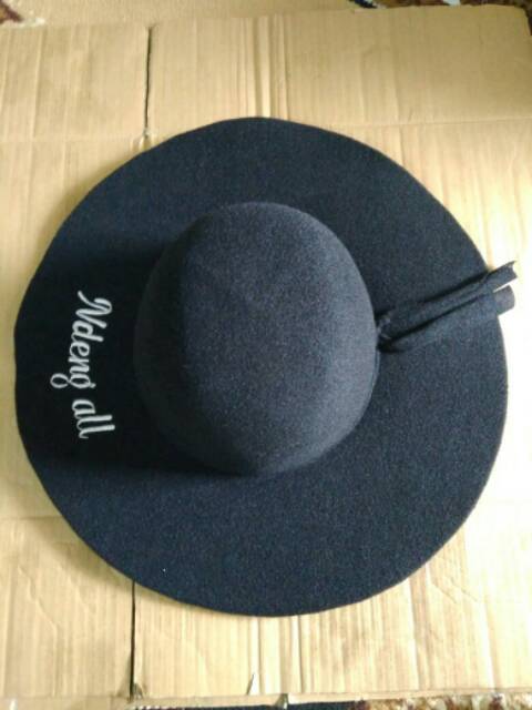 Gratis 1 beli 10 topi pantai bludru halus custom bordir request nama di daun topi DEWASA