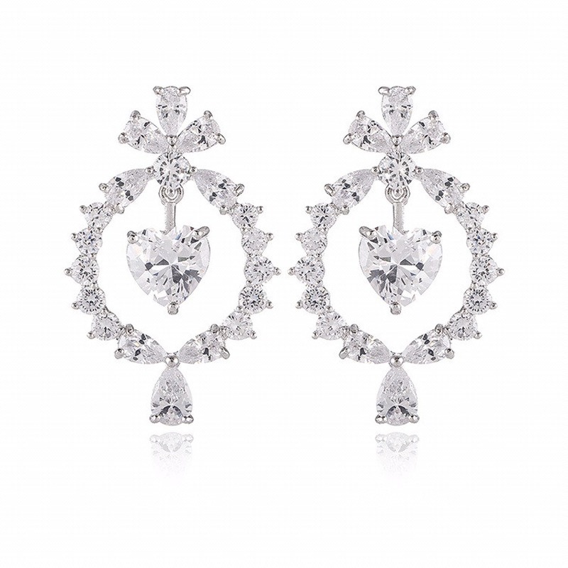 Fashion Elegant Heart Flower Earrings Colorful Eardrops