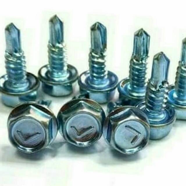 Baut / sekrup / skrup baja ringan ukuran 10 x 16mm Kunci 8