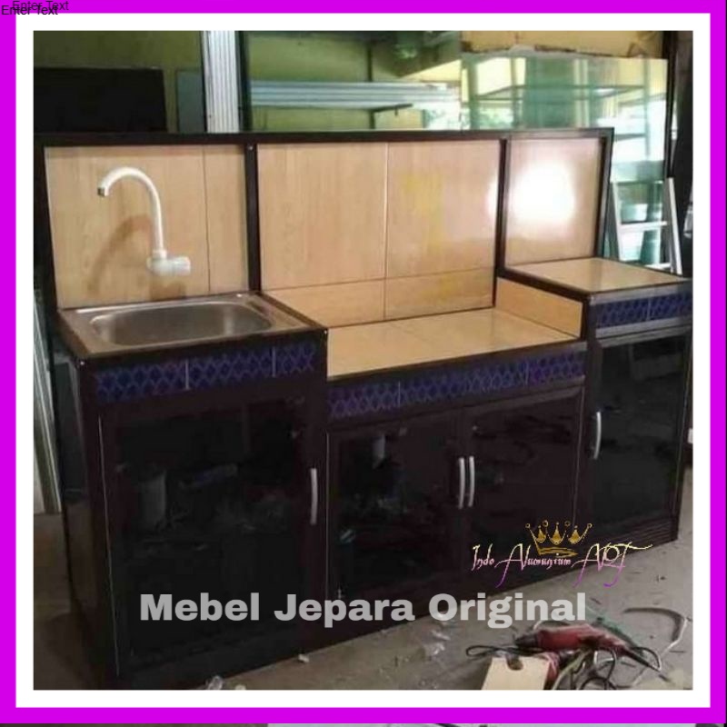 Wastafel & Meja Kompor - Lemari Dapur Rak Piring Kaca Bahan Alumunium Garansi Aman