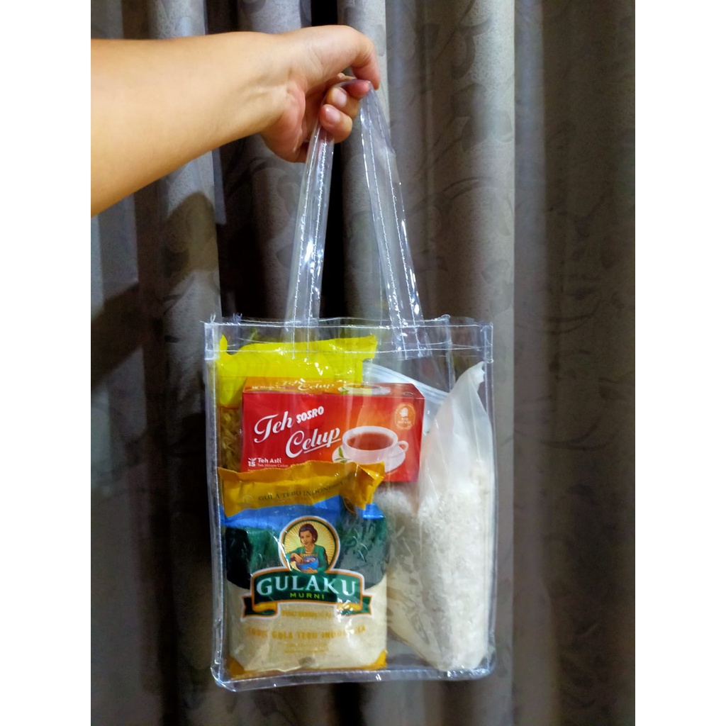 20X10X25 Tas mika / Goodie bag / Tas ulang tahun/ tas makanan / Tas Mika tansparan mini Souvernir Pernikahan Goodie Bag-1