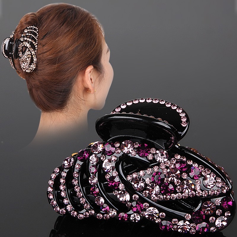 New Rhinestone Acrylic Hair Clip Wild Hairpin Fashion Retro Ponytail Hairpin Woman Hair Accessories