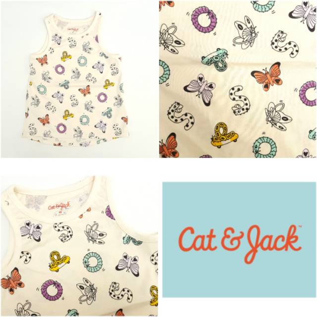 Tanktop Cat and Jack Baby Anak Broken White Butterfly kupu printed