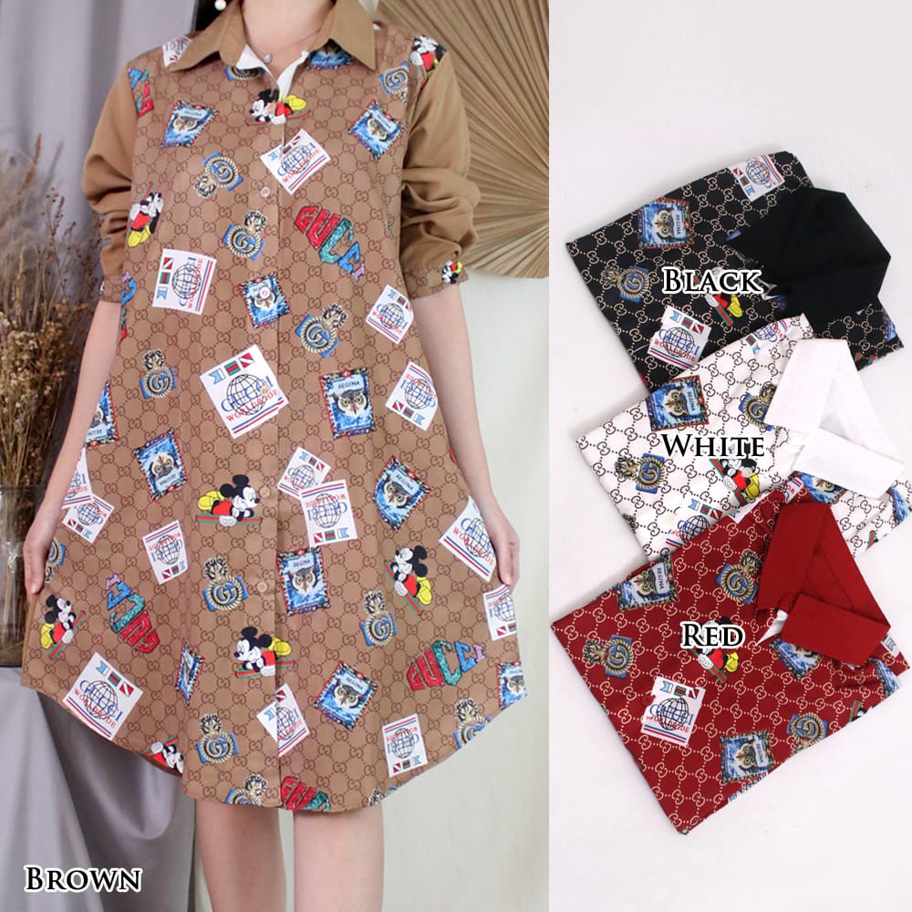 Kemeja Tunik Gucci X Mickey Import #TK52