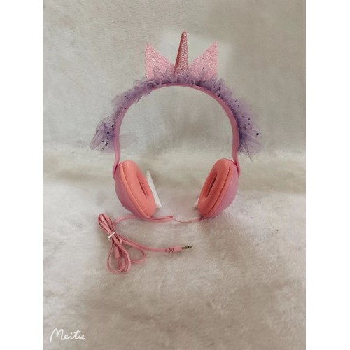 HGM-018 Headset Bando Angsa Wings Tanduk Unicorn Karakter / Headphone Kabel Kids Lucu