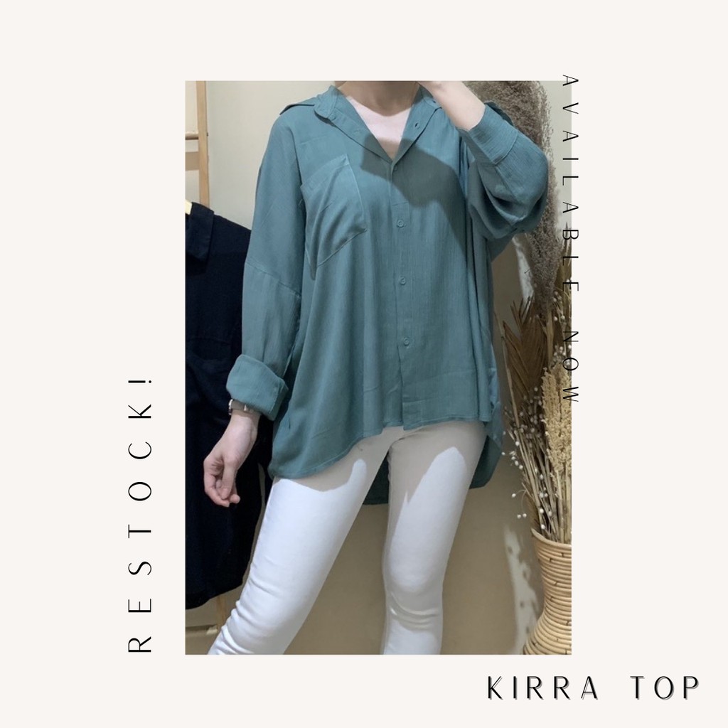 Kirra Top - Kemeja Wanita Bahan Rayon Crinkle Best Seller - BIG SIZE-Tosca