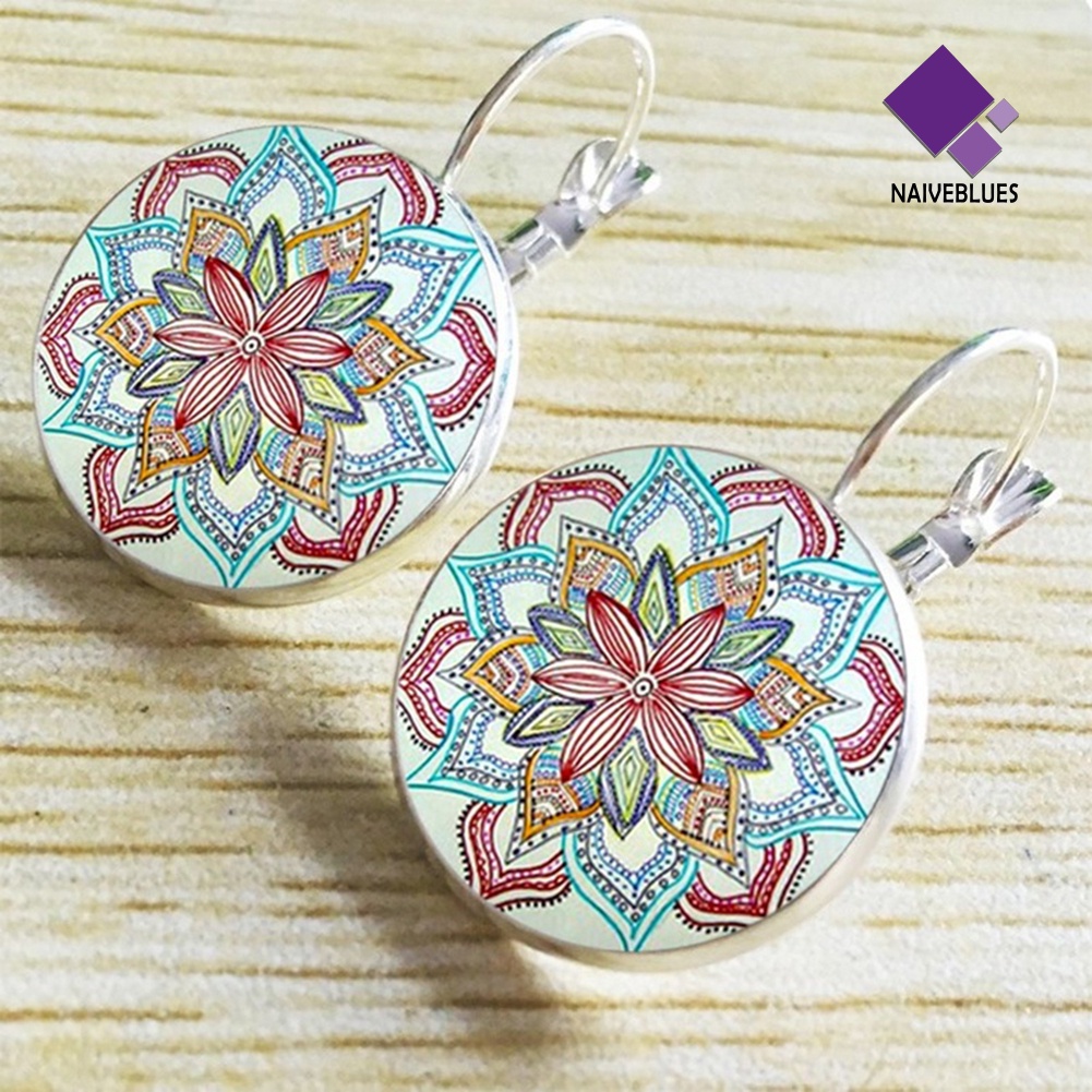 Anting Hook Desain Bunga Mandala Gaya Vintage Unik Untuk Wanita