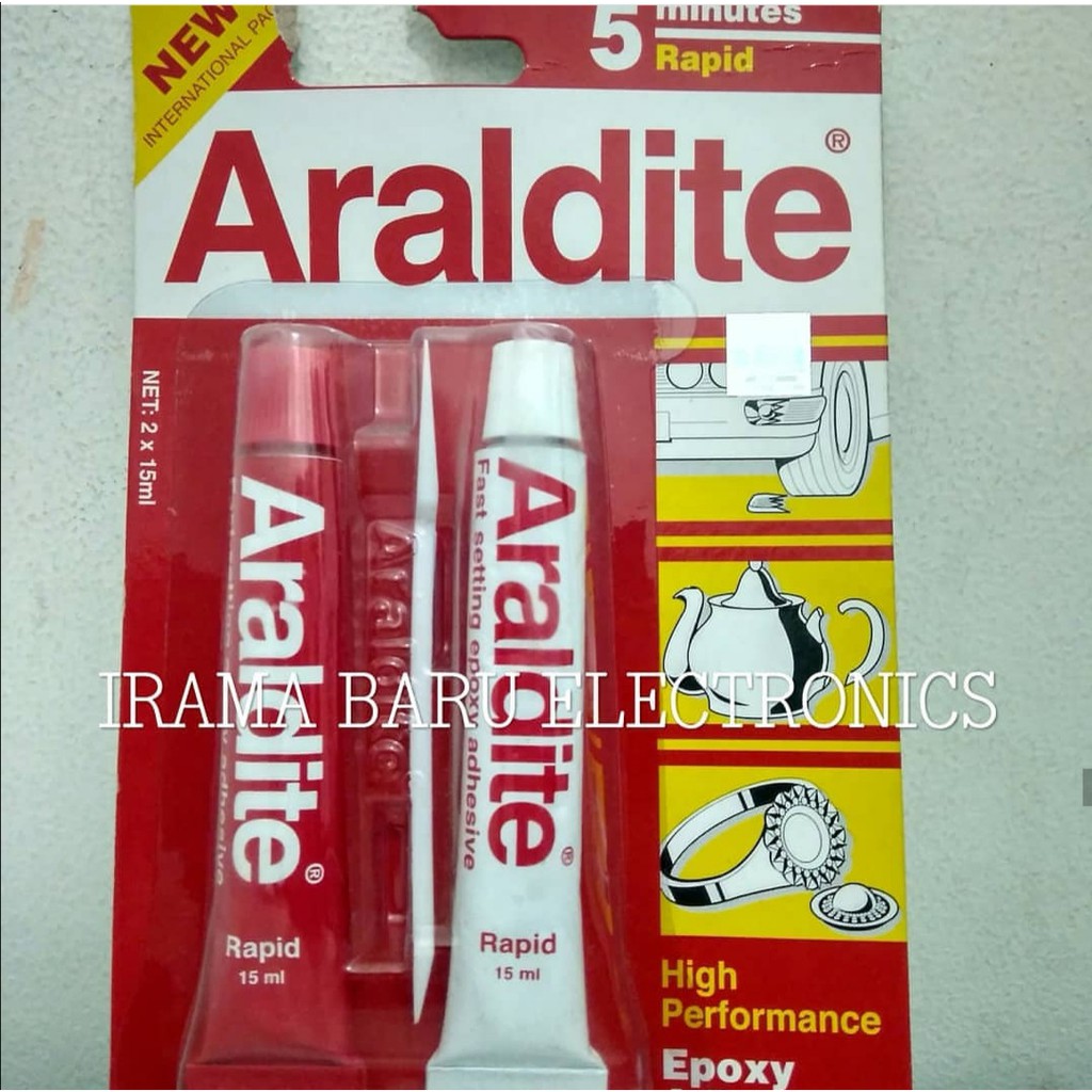 LEM EPOXY BESI ARALDITE RAPID MERAH PUTIH RESIN HARDENER