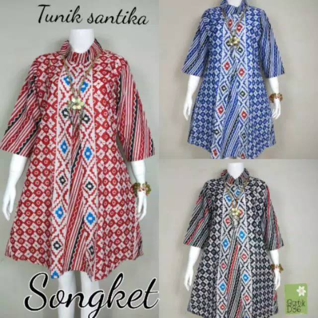 Tunik santika motif tenun batik modern