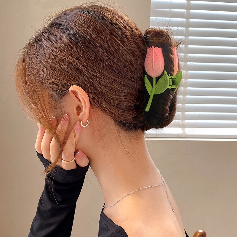 2022 Jepit Rambut Bentuk Bunga Tulip Bahan Metal Gaya Korea Untuk Wanita