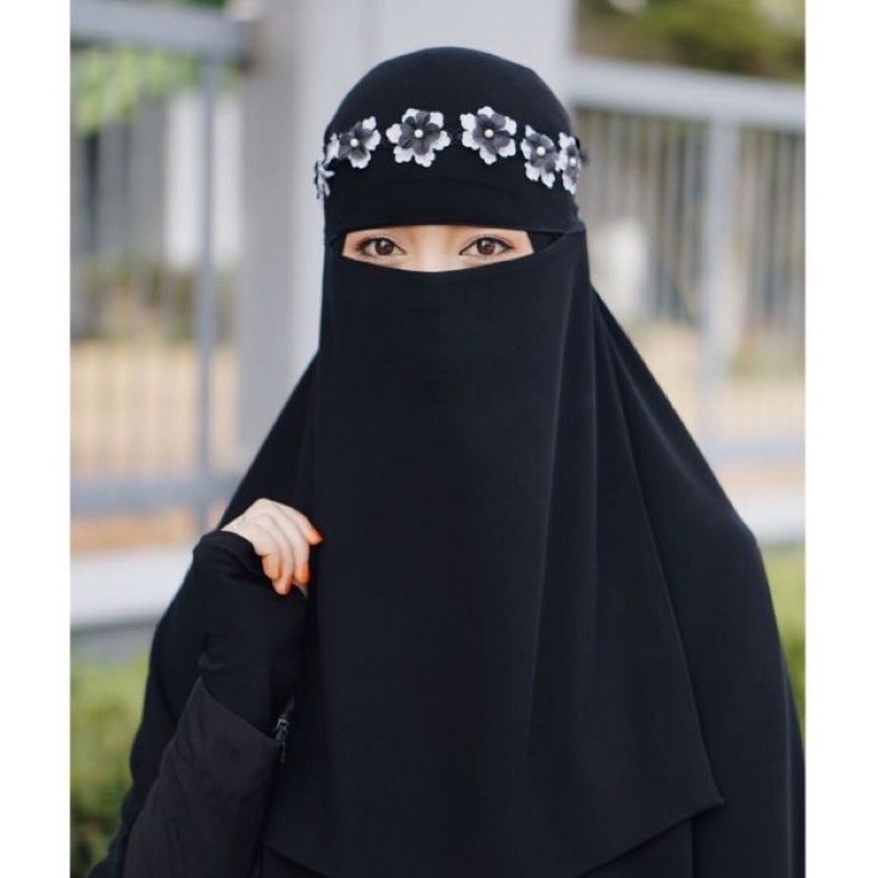 Niqab Bandana Niqab Cadar Niqab Yaman Cadar Bandana Niqob Viral Termurah Niqob MAHKOTA BLACK WHITE