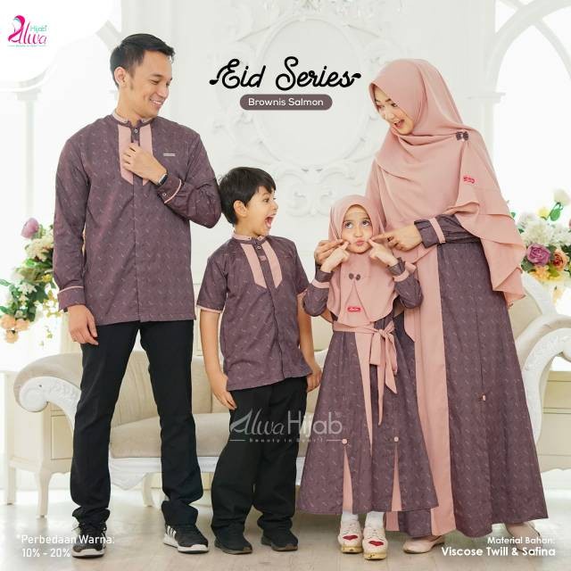 Gamis Family Muslim Couple Lebaran. Sarimbit Eid Series - Alwa Hijab