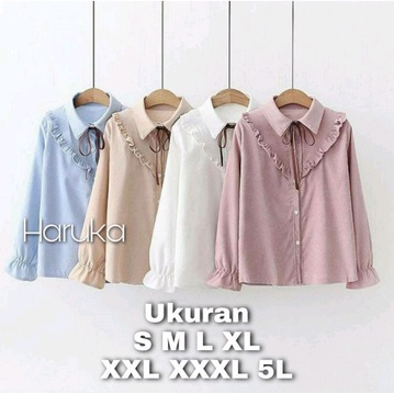 Baju Atasan Bluse Kemaja Korea Fashion Wanita Muslim Jumbo Ld 120 130 140 cm HARUKA BLOUSE