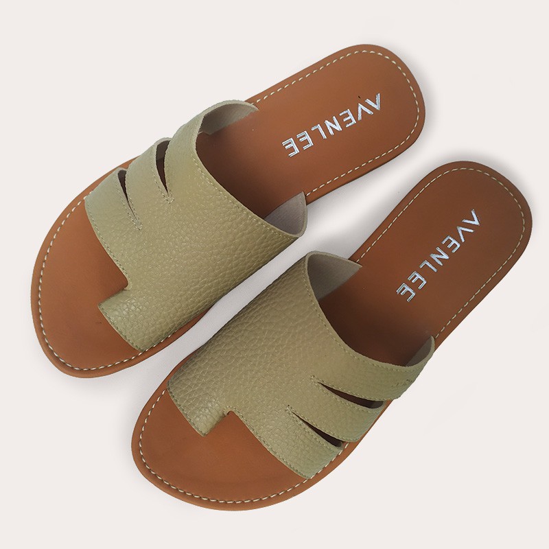 Sandal Wanita Jepit Jempol Papirut Motif Kulit Jeruk Sol Karet Anti Licin Avenlee Iris-KHAKI