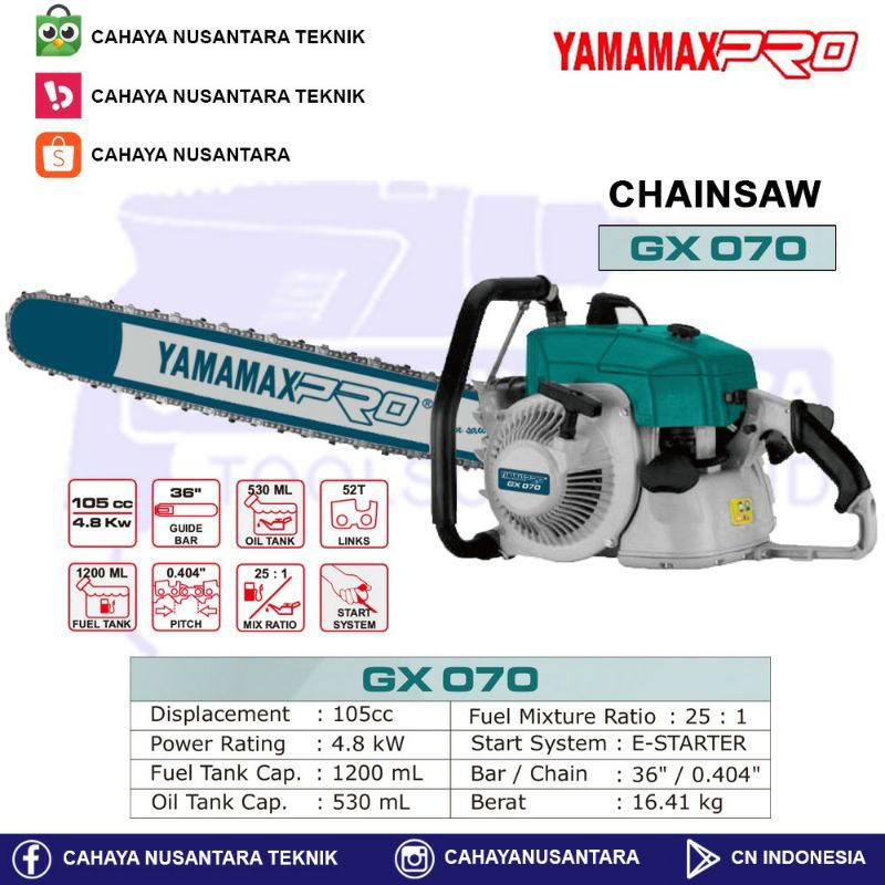 Mesin Gergaji Kayu Yamamax 36" GX070 / Chainsaw Yamamax