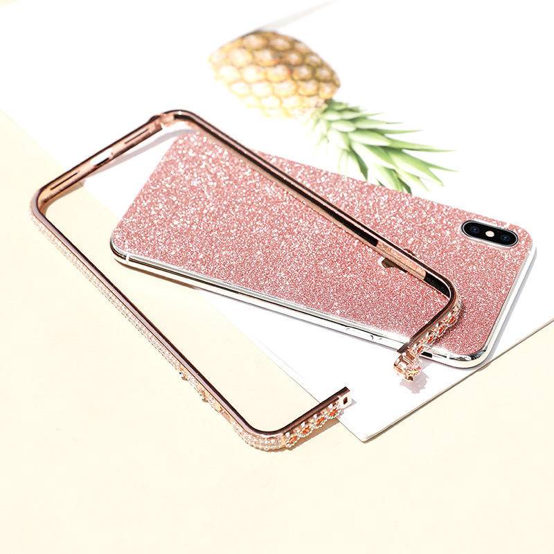 Casing iPhone 13 12 11 Pro MAX X XS MAX XR frame metal Aksen Berlian Imitasi